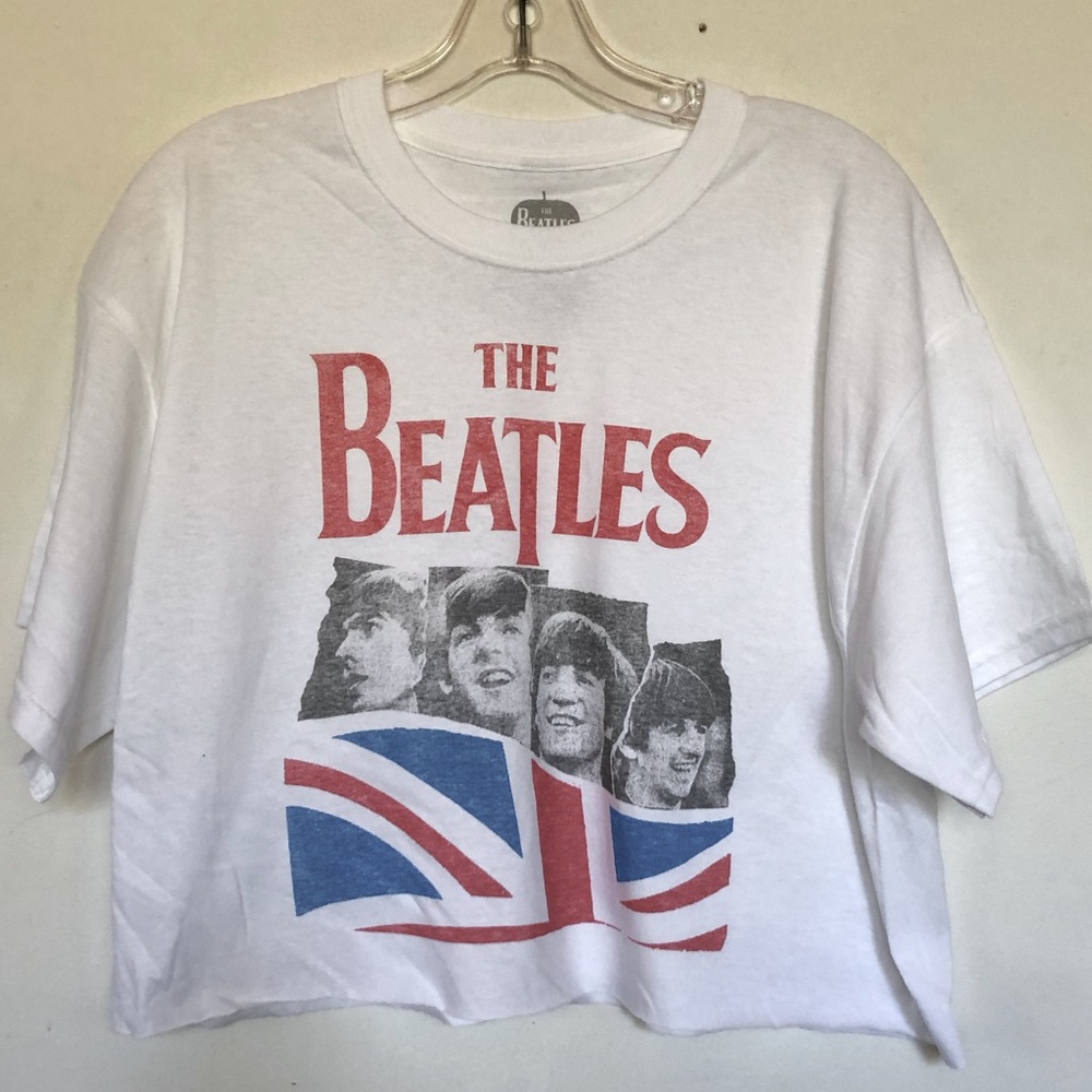 The Beatles British Flag Union Jack Crop Band T shirt